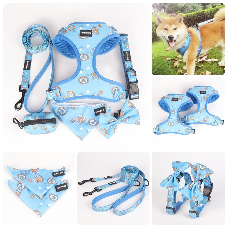 Fabricant OEM et ODM de harnais pour chiens, ensemble harnais-gilet en polyester avec collier/nœud papillon. 14