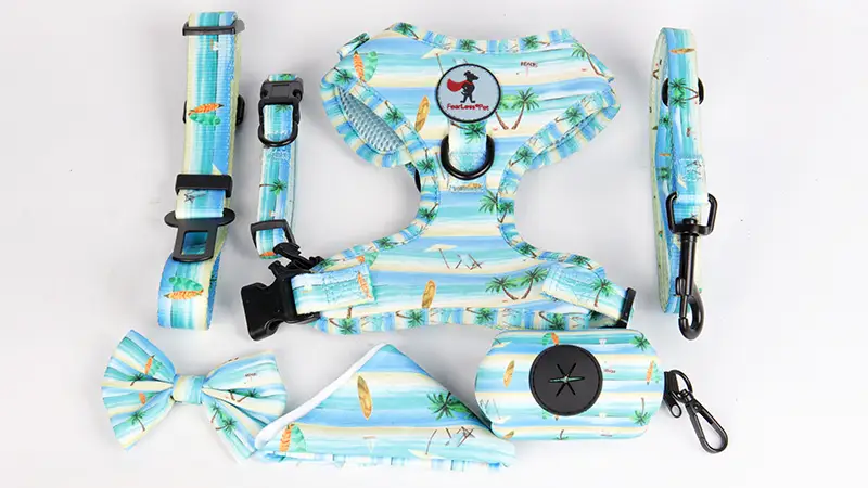 OKEYPETS Accessoires pour chiens ajustables et personnalisés : ensemble harnais et laisse assortis, harnais de poitrine et collier personnalisés. 1