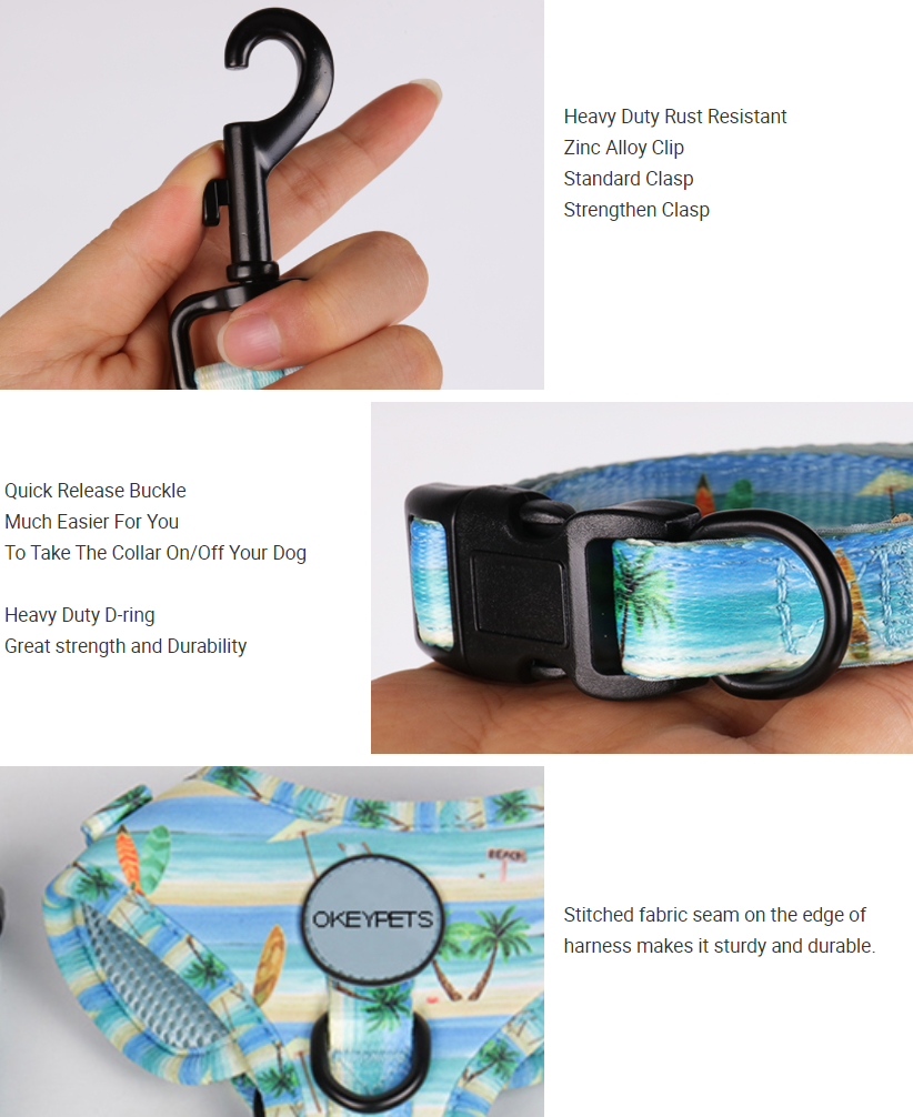 OKEYPETS Accessoires pour chiens ajustables et personnalisés : ensemble harnais et laisse assortis, harnais de poitrine et collier personnalisés. 12