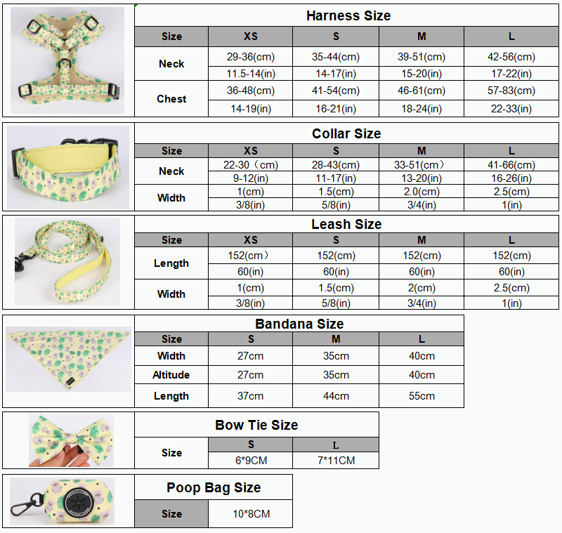 Harnais pour chien OKEYPETS en néoprène imprimé par sublimation, au design tendance et mignon, avec laisses et colliers assortis. 9