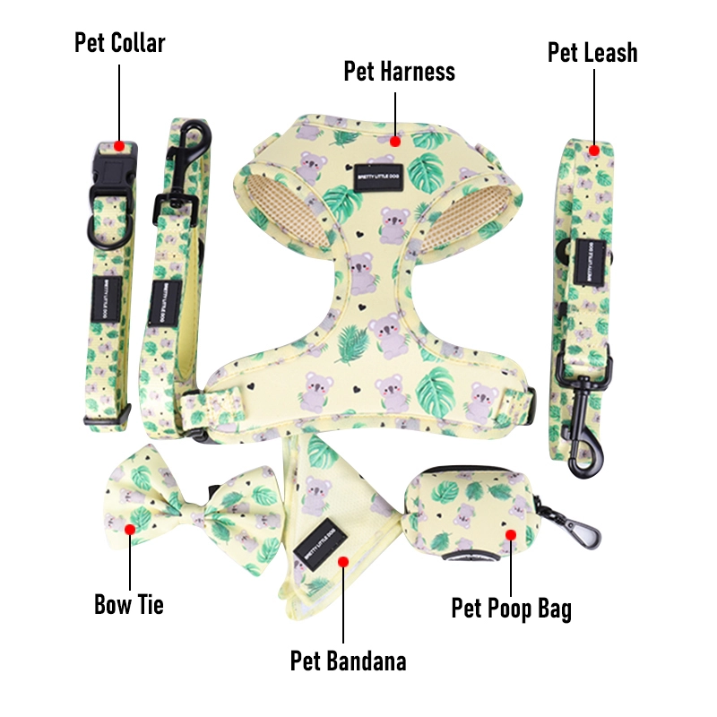 Harnais pour chien OKEYPETS en néoprène imprimé par sublimation, au design tendance et mignon, avec laisses et colliers assortis. 10