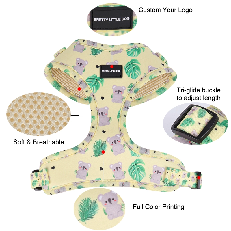 Harnais pour chien OKEYPETS en néoprène imprimé par sublimation, au design tendance et mignon, avec laisses et colliers assortis. 11