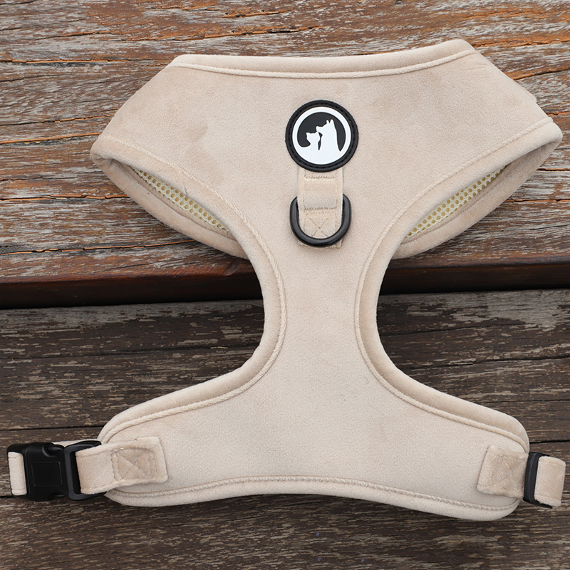Harnais pour chien en velours personnalisable avec collier et laisse, harnais rembourré doux. 9