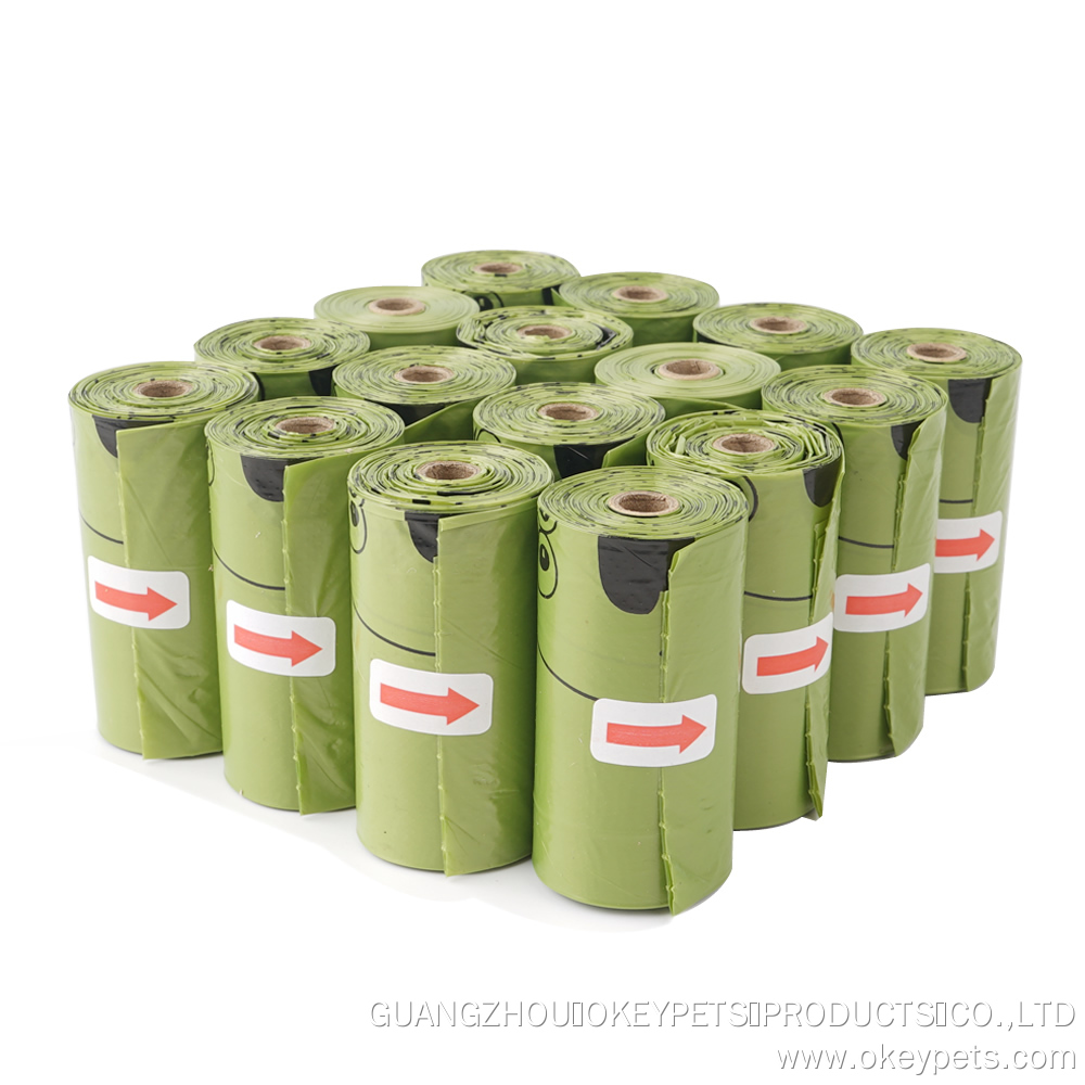 OKEYPETS Custom Logo Printed Biodegradable Dog Waste Bag With Dispenser Wholesale Compostable Dog Poop Bags 18