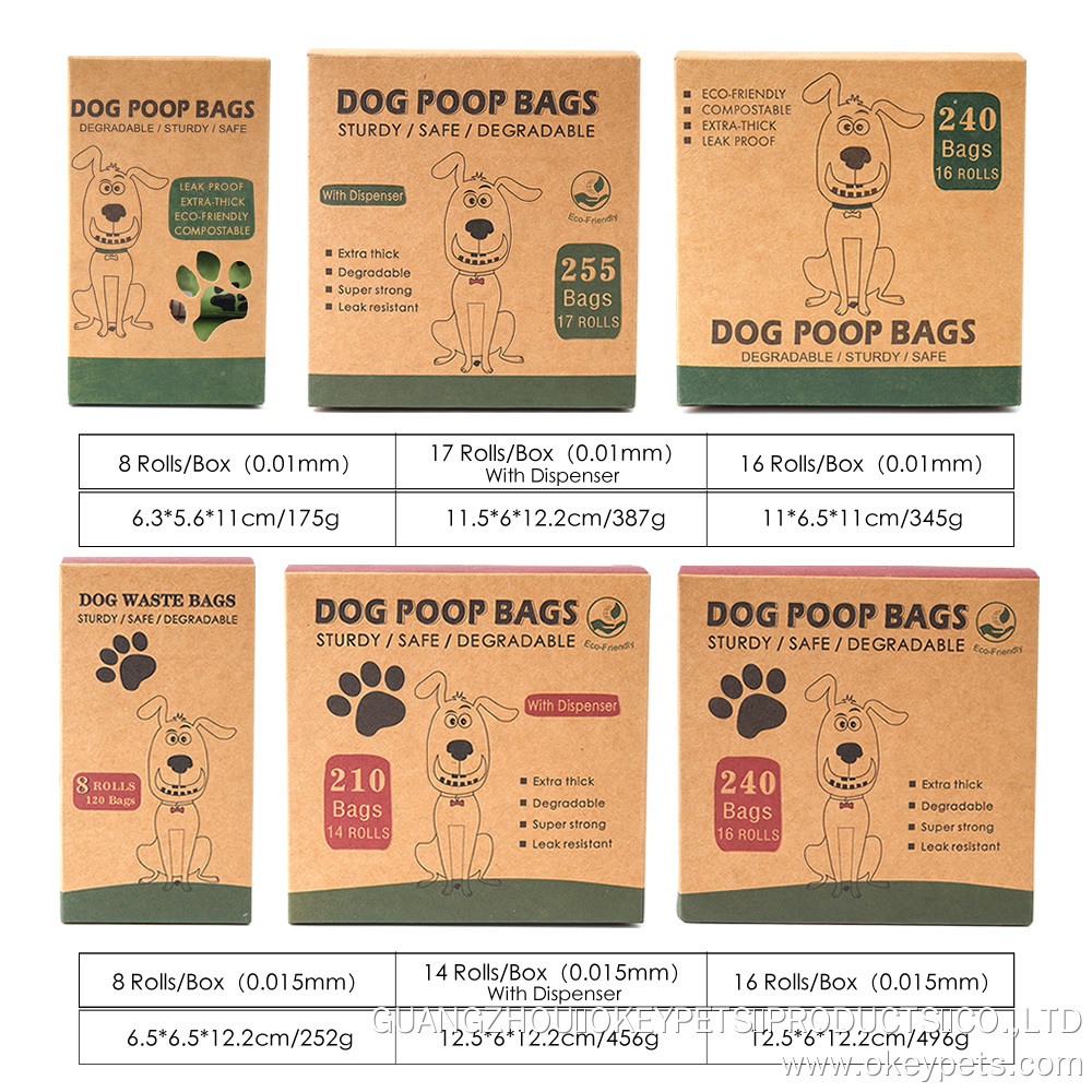 OKEYPETS Custom Logo Printed Biodegradable Dog Waste Bag With Dispenser Wholesale Compostable Dog Poop Bags 21