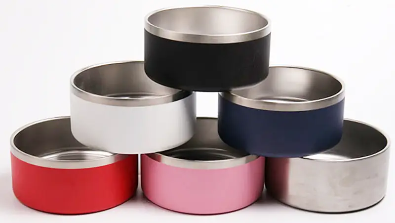 OKEYPETS Kisállat-kiegészítők Nagykereskedelmi Kutya Luxus Tál 32/64oz Utazó Hordozható Egyedi Logós Rozsdamentes Acél Kutyatálak 1