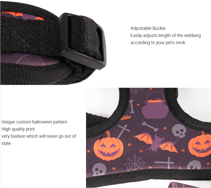 OKEYPETS Commandes en petite quantité disponibles en usine Gilet pour animaux de compagnie rembourré en néoprène doux, ajustable et personnalisé Harnais pour chien d'Halloween 12