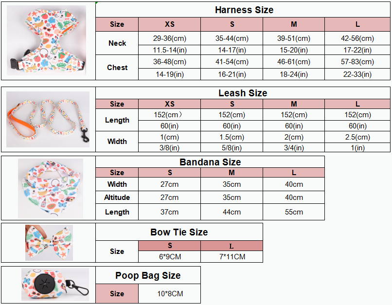 Harnais et laisse pour chien en maille respirante imprimée à motif dessin animé 7