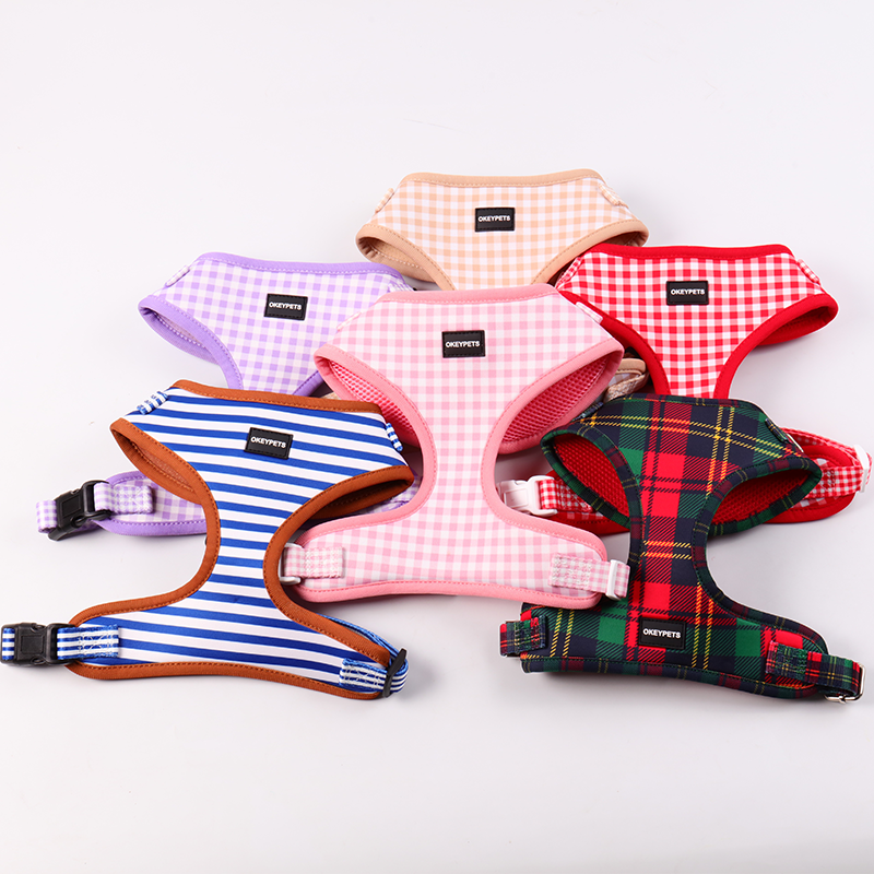 Harnais, collier et laisse rembourrés en néoprène avec logo personnalisé pour chienne, emballage cartonné sous sachet OPP. 7