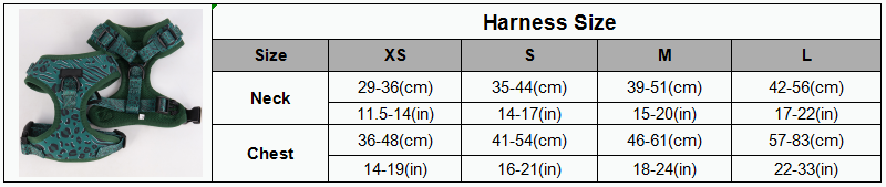OKEYPETS Harnais pour chien Easy Walk avec laisse et sangles réglables au cou et au poitrail, imprimé léopard vert foncé 9