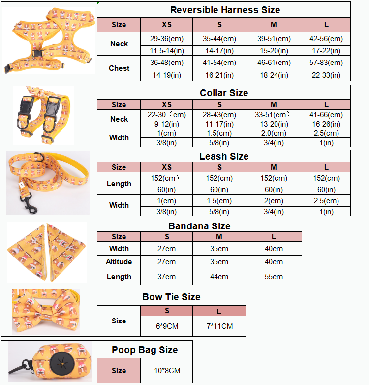 OKEYPETS Fashion Personalized Custom Yellow Lovely Puppy Pet Accessories Pet Collar Leash and Harness Set Manufacturer 7