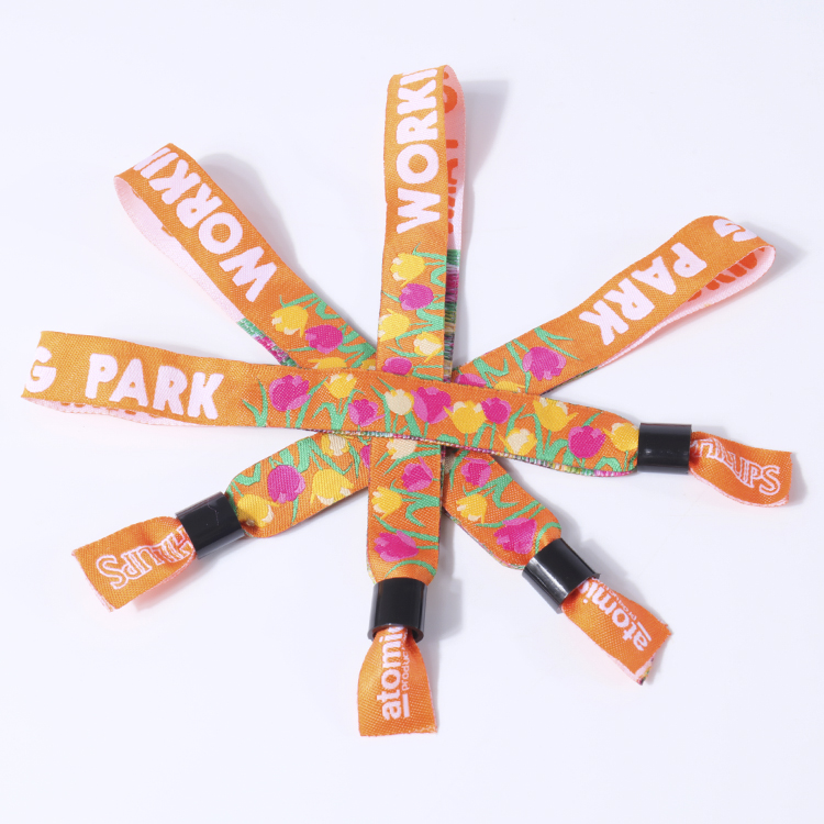Bracelets en tissu personnalisés à petit prix pour festivals et événements, en polyester tissé RPET 8