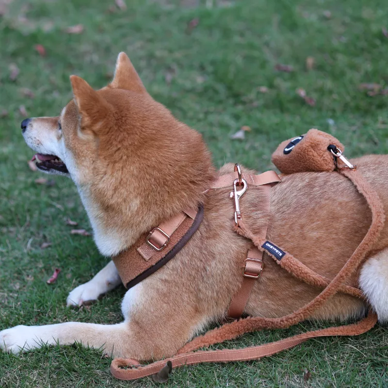 Ensemble harnais pour chien Sherpa en vente en gros, nouveau modèle tendance à ouverture rapide, sans traction et réglable, avec collier et harnais doux en Sherpa. 30