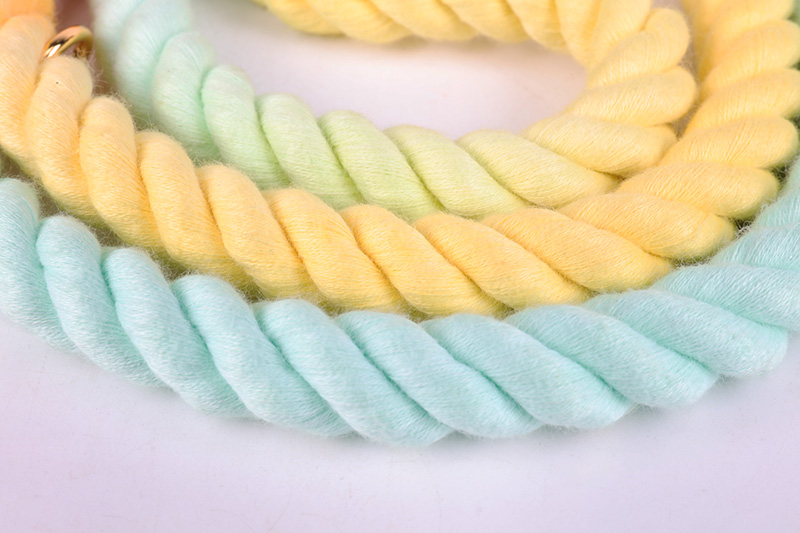 Laisse pour animaux de compagnie OKEYPETS aux couleurs chatoyantes, fabriquée à la main en corde de coton tressée avec mousqueton pivotant en métal doré 9