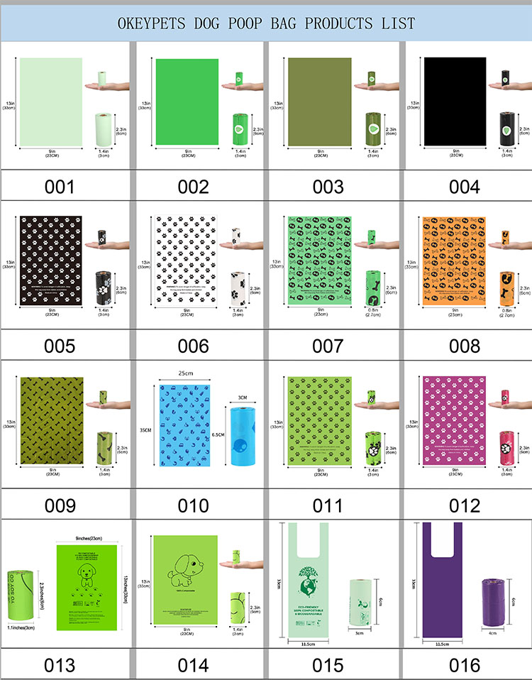 OKEYPETS Sac à déjections canines 100 % écologique, compostable et biodégradable, avec distributeur 21