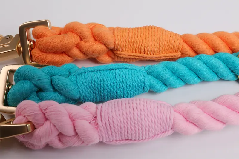 OKEYPETS Hundkoppel i bomull med ombremönster - Hållbart mjukt och halkfritt repkoppel för hundar 5