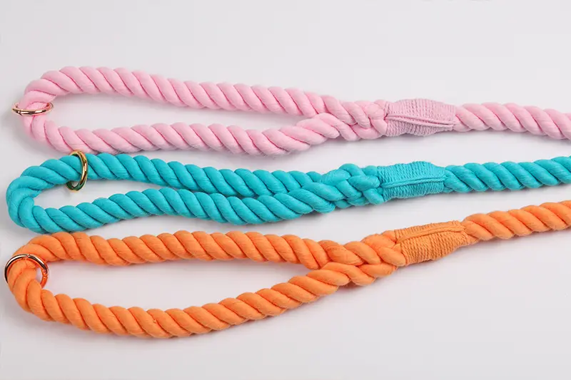 OKEYPETS Hundkoppel i bomull med ombremönster - Hållbart mjukt och halkfritt repkoppel för hundar 3