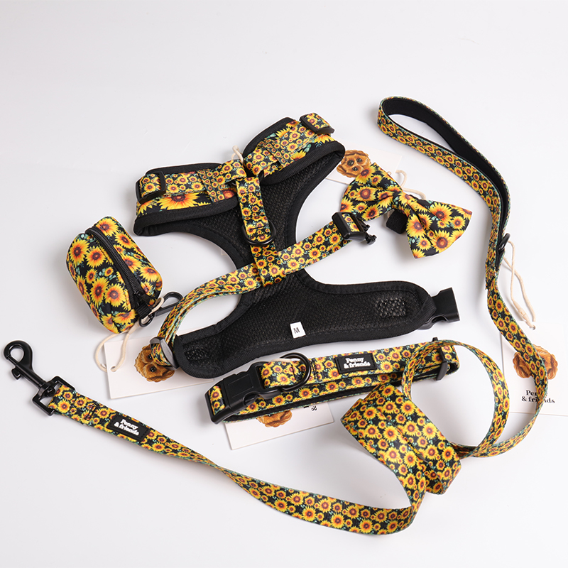 Harnais pour chien imprimé marguerite, fabricant OKEYPETS, harnais pour chiot avec anneau en D 9