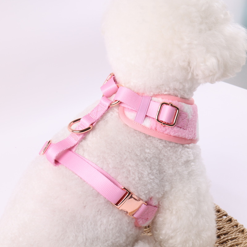 OKEYPETS Accessoires pour animaux de compagnie Harnais pour chien Sherpa couleur unie, anti-traction, avec longue laisse à dégagement rapide 22