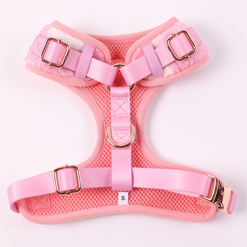 OKEYPETS Accessoires pour animaux de compagnie Harnais pour chien Sherpa couleur unie, anti-traction, avec longue laisse à dégagement rapide 8