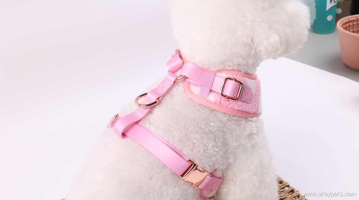 Harnais pour chien de haute qualité en sherpa, motif léopard et peluche, anti-traction. 11