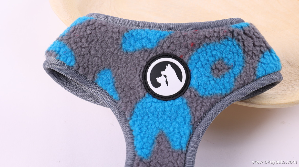 Harnais pour chien de haute qualité en sherpa, motif léopard et peluche, anti-traction. 9