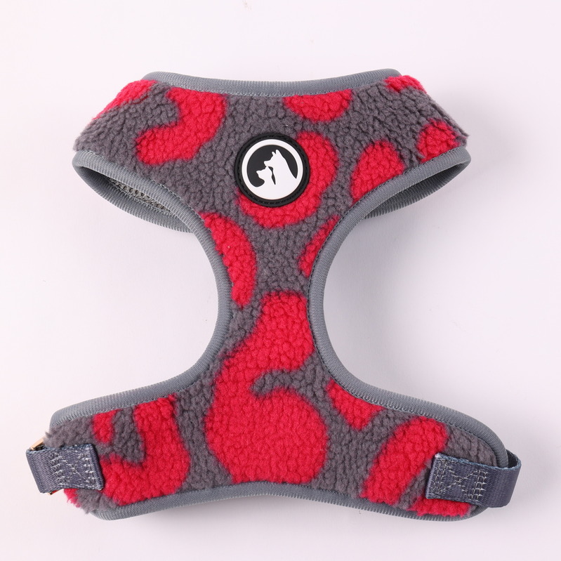 Harnais pour chien de haute qualité en sherpa, motif léopard et peluche, anti-traction. 16