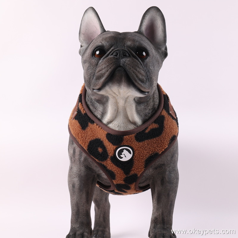 Harnais pour chien de haute qualité en sherpa, motif léopard et peluche, anti-traction. 21
