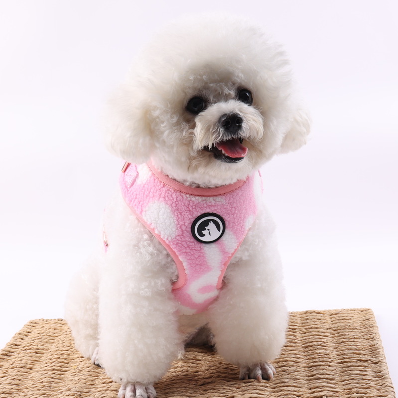 Harnais pour chien de haute qualité en sherpa, motif léopard et peluche, anti-traction. 24