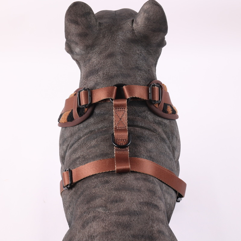 Harnais pour chien de haute qualité en sherpa, motif léopard et peluche, anti-traction. 22