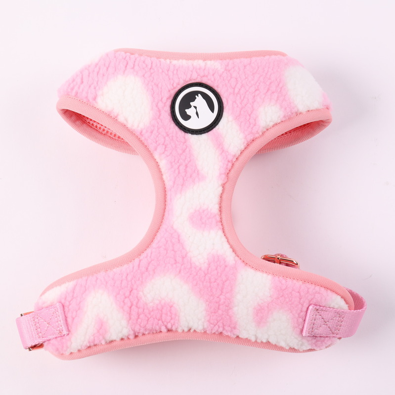 Harnais pour chien de haute qualité en sherpa, motif léopard et peluche, anti-traction. 15