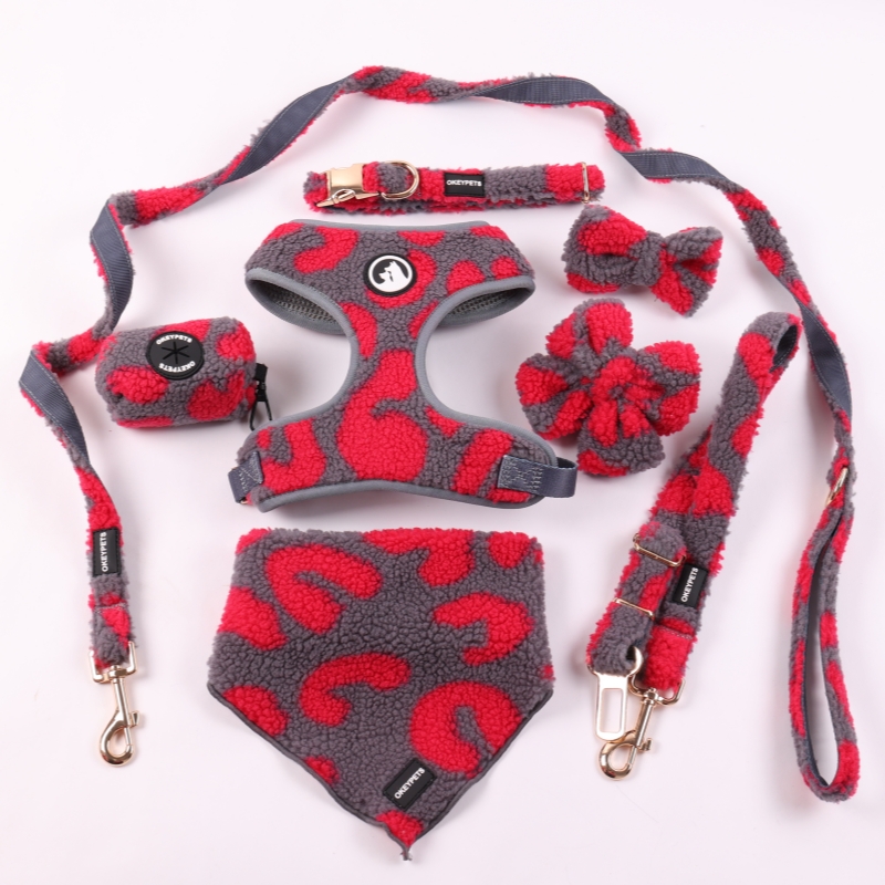 Ensemble harnais pour chien Teddy Sherpa, fabricant neuf, collier et laisse personnalisés avec logo, maille douce et rembourrée pour l'hiver. 8