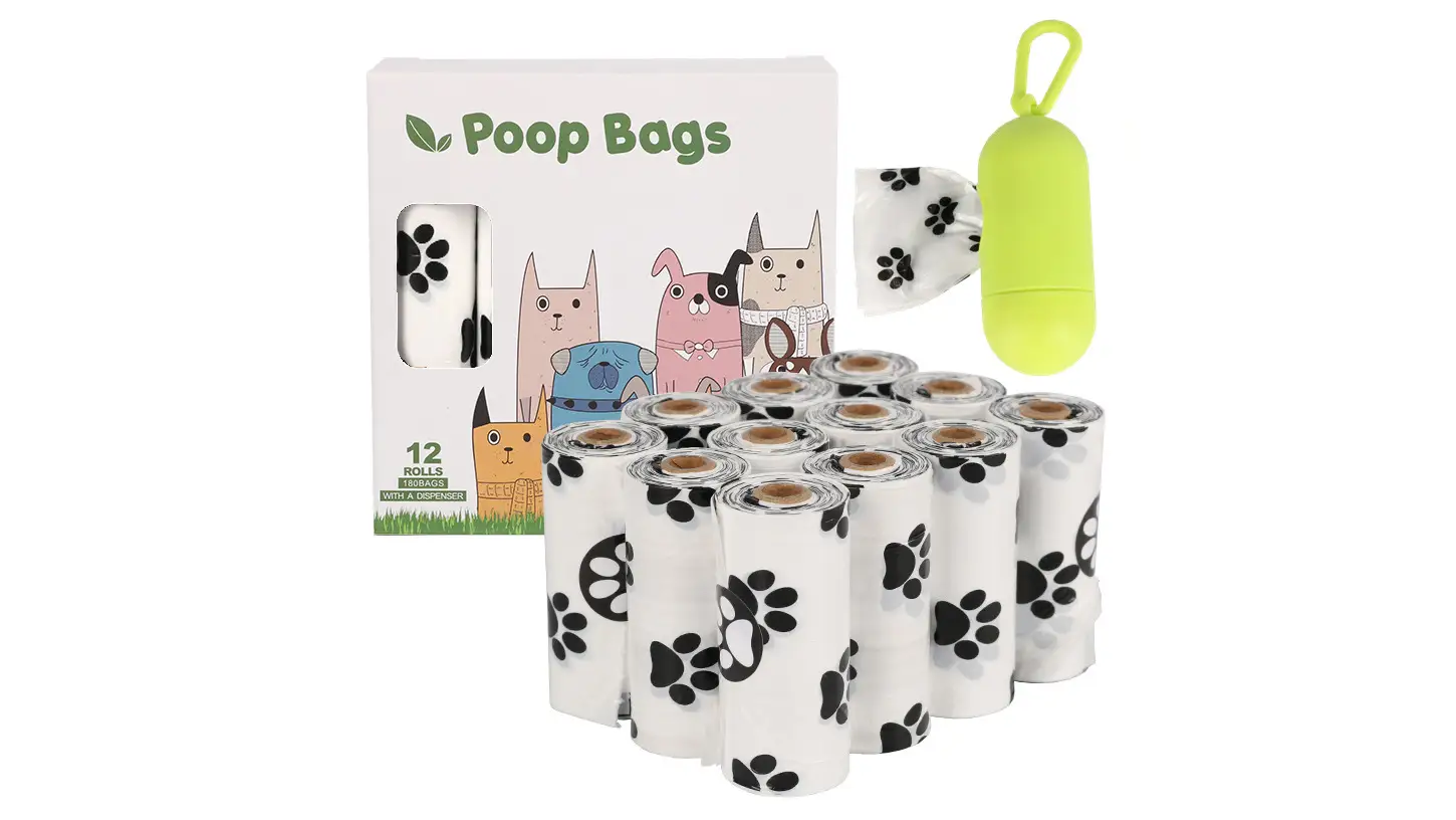 OKEYPETS bioloģiski noārdāmi mājdzīvnieku atkritumu suņu kaku maisiņi ar dozatoru, apdrukāti ar pasūtījuma logotipu 1