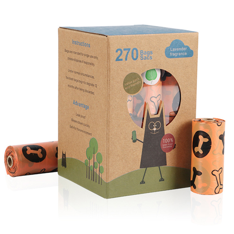 OKEYPETS Rouleaux de sacs poubelle en plastique compostables 100 % biodégradables pour déjections canines, fabriqués en usine 14