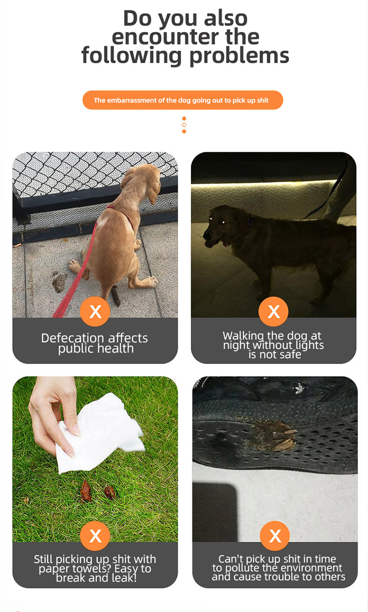 Светодиодный фонарик OKEYPETS в форме таблетки, диспенсер для пакетов для собачьих экскрементов с батарейкой-кнопкой. 14