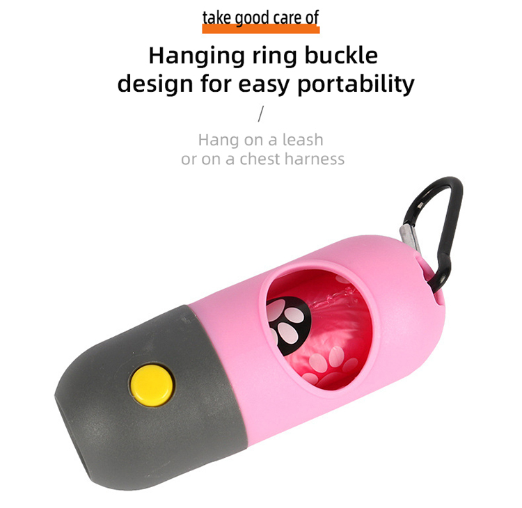 Светодиодный фонарик OKEYPETS в форме таблетки, диспенсер для пакетов для собачьих экскрементов с батарейкой-кнопкой. 17