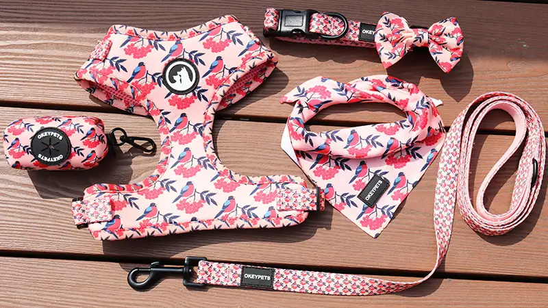 OKEYPETS Nagykereskedelmi Környezetbarát Kutyahám Egyedi Logóval Hűsítő Luxus Húzásmentes, Személyre Szabható Kutyahám Készlet 1