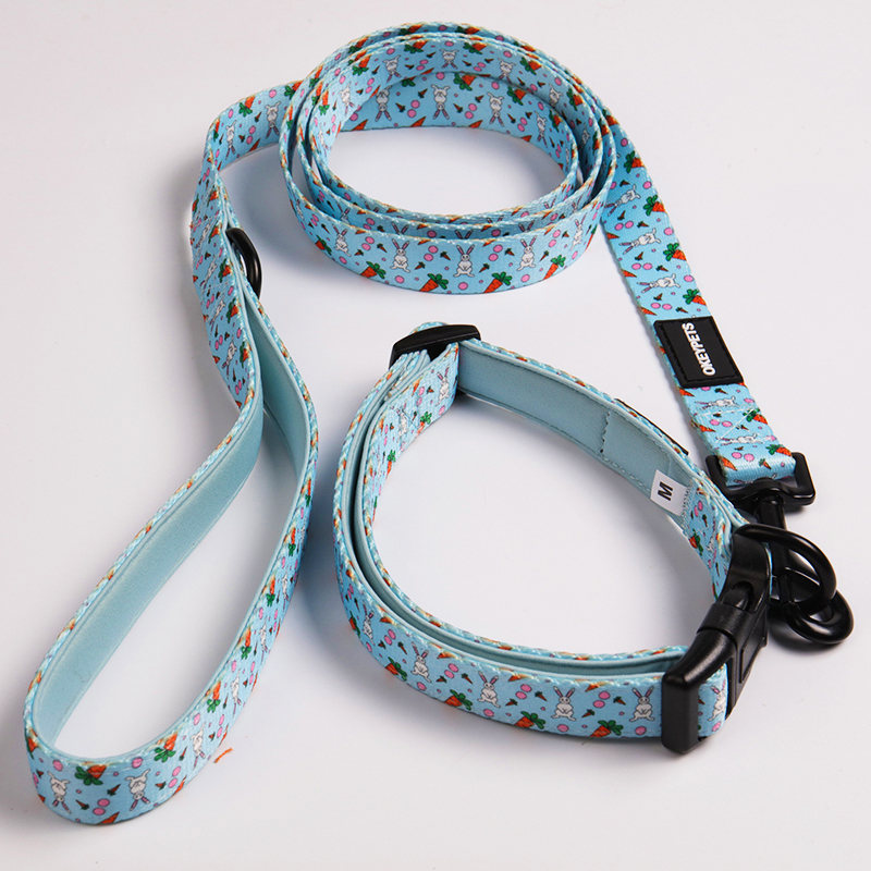 OKEYPETS - OKEYPETS Wholesale Custom Print Pet Collar Sublimation Personalized Neoprene Luxury Adjustable Soft Dog Collars And Leash Hot Selling 20