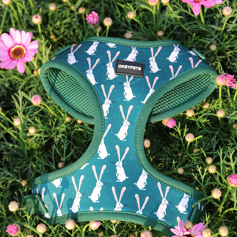 OKEYPETS Pettorina per cani in neoprene con stampa a sublimazione personalizzata in poliestere con marchio etichetta in PVC 12