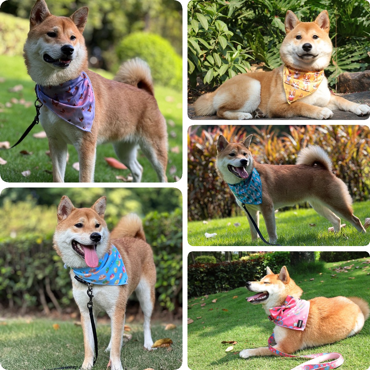 OKEYPETS - Écharpe/bandana réversible personnalisée avec logo OKEYPETS imprimé chien, en polyester vierge et ajustable, idéale pour Halloween et Noël. Bandana pour animaux de compagnie. 19