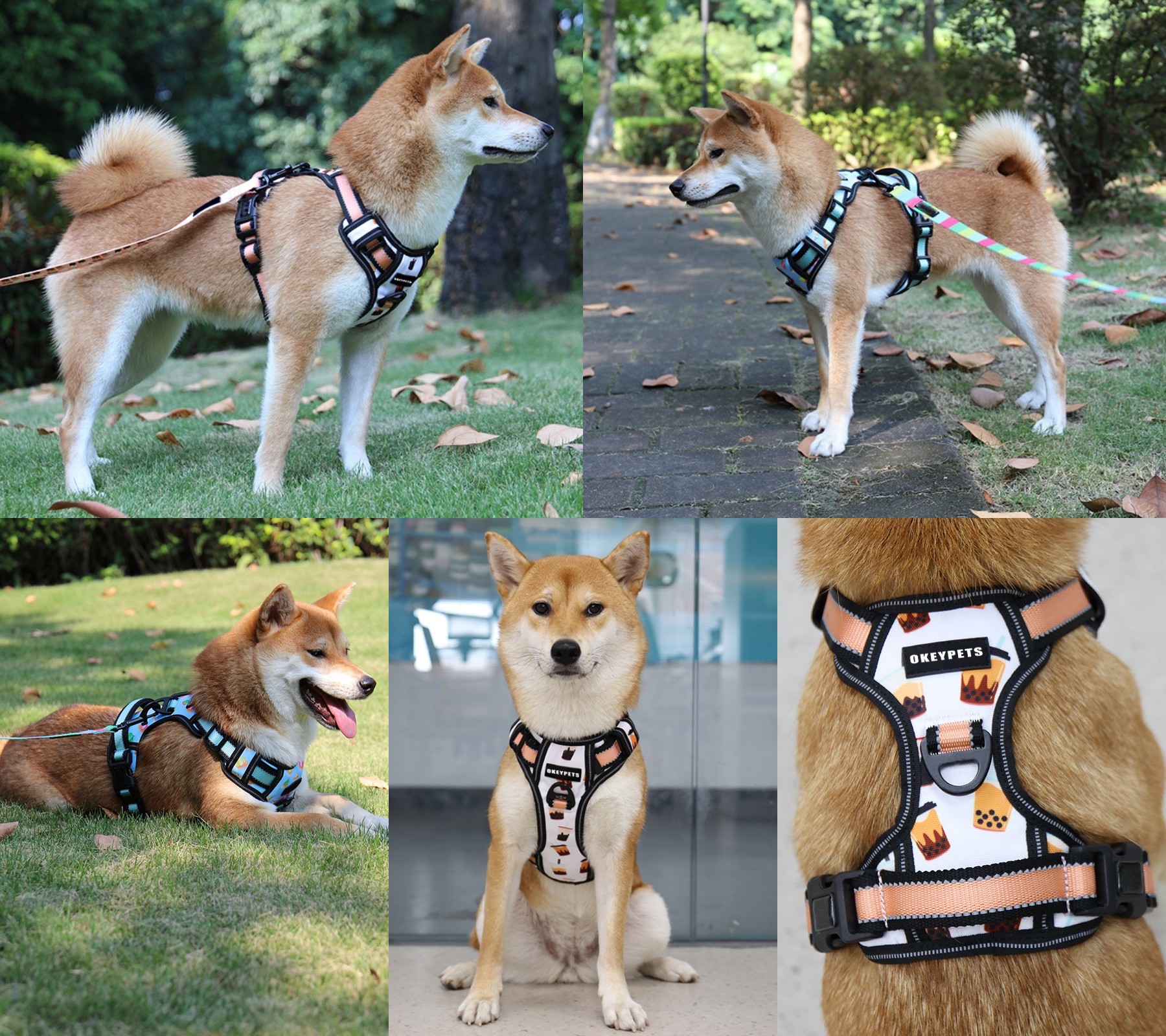 Harnais réfléchissant pour chien OKEYPETS en gros, idéal pour les promenades et l'entraînement. Harnais imprimé pour l'éducation canine. 14