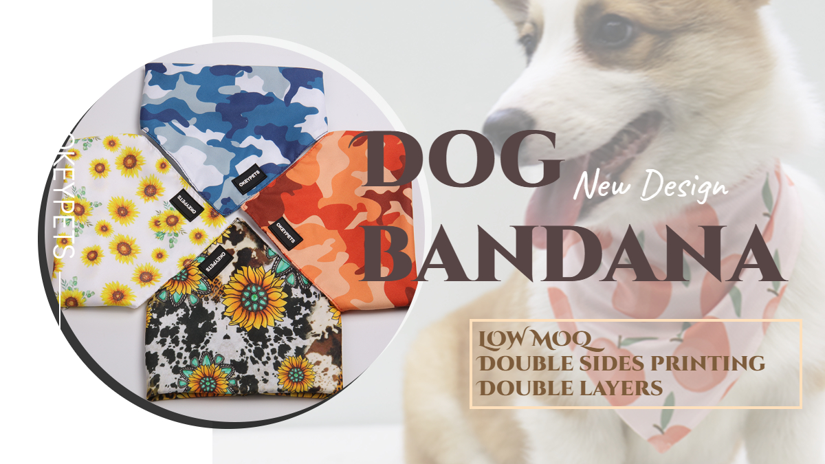 OKEYPETS - Écharpes triangulaires en coton doux et tendance, imprimées, lavables et respirantes, pour animaux de compagnie. 8