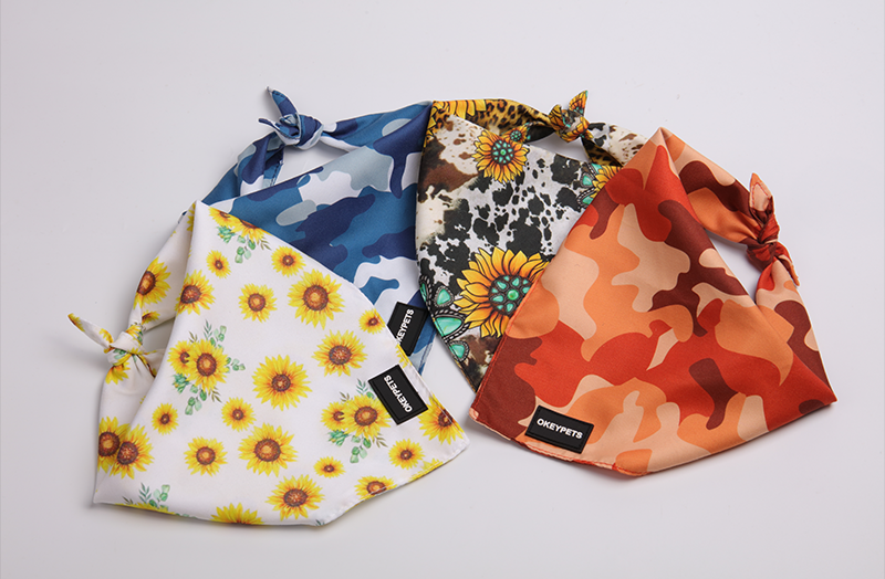 OKEYPETS - Écharpes triangulaires en coton doux et tendance, imprimées, lavables et respirantes, pour animaux de compagnie. 9