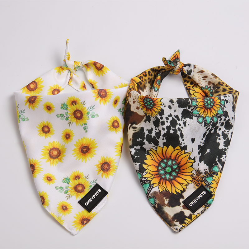 OKEYPETS - Écharpes triangulaires en coton doux et tendance, imprimées, lavables et respirantes, pour animaux de compagnie. 10