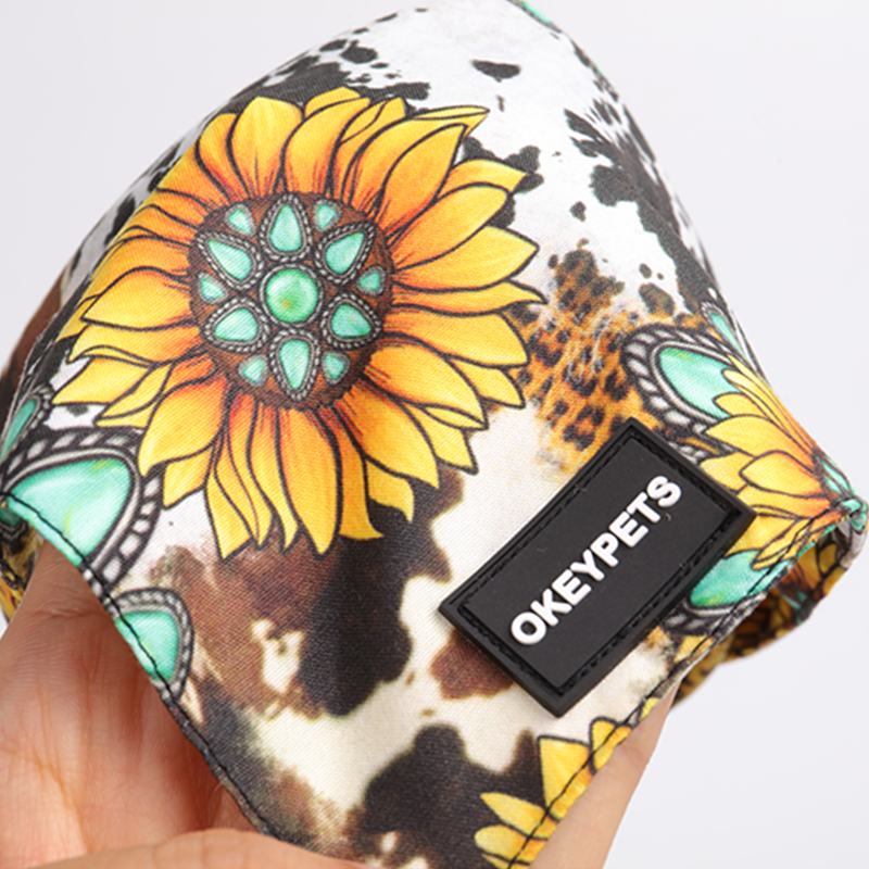 OKEYPETS - Écharpes triangulaires en coton doux et tendance, imprimées, lavables et respirantes, pour animaux de compagnie. 13