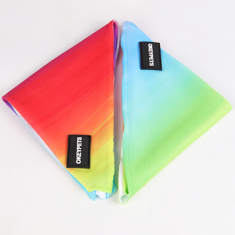 OKEYPETS Bandanas lavables en forme de triangle avec logo imprimé par sublimation, personnalisables, pour chats et chiens 9