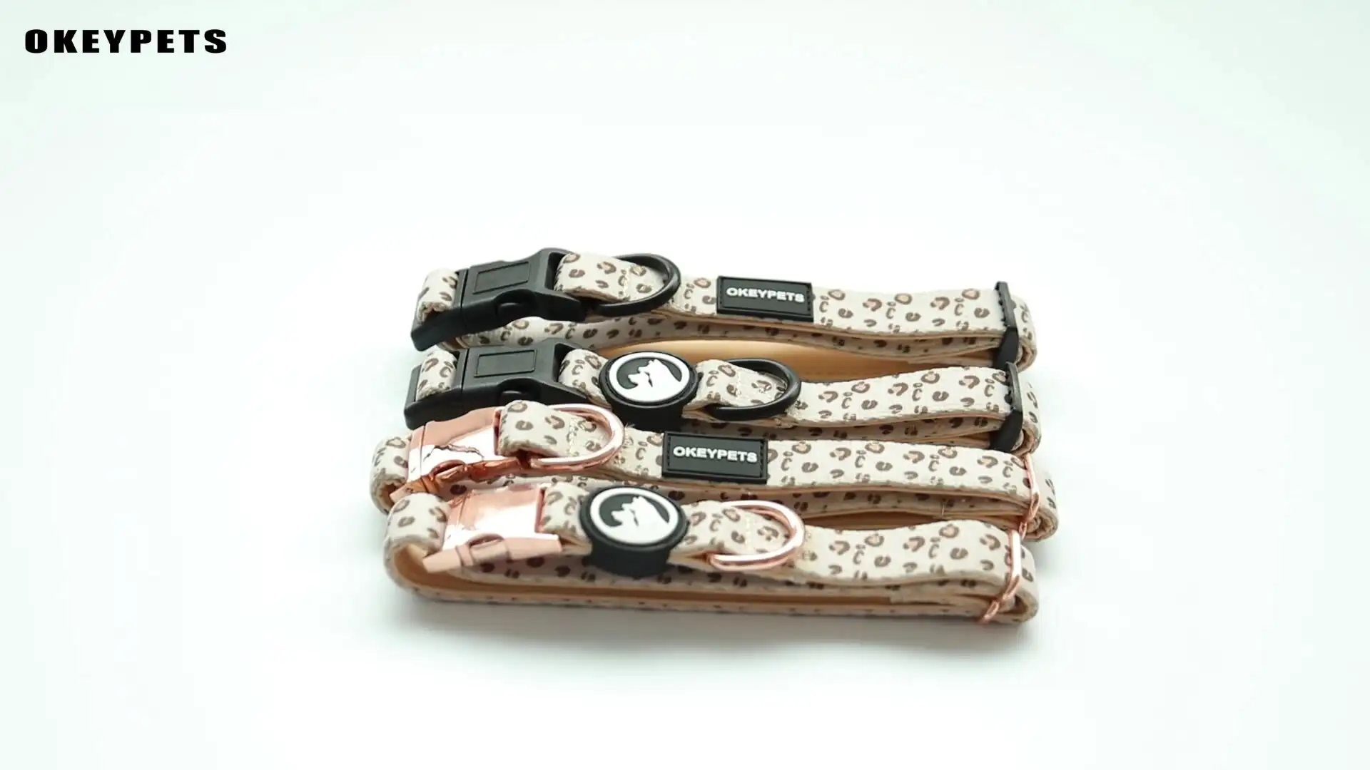 OKEYPETS - Coiléir Madraí Neoprene Faisin Fáinne-D Priontáilte Saincheaptha  Coiléar Madraí Beag Meánach Gan Tarraingt Coiléar Madraí Neoprene, image size:1920x1080