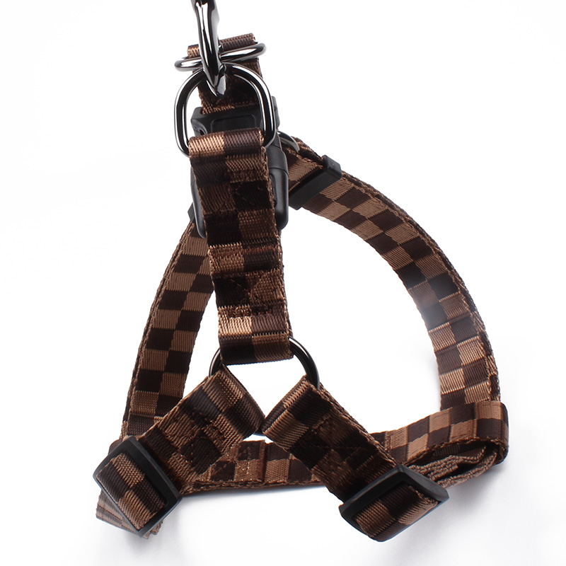 Harnais pour chien en polyester de haute qualité, personnalisable, vente en gros, modèle treillis. 10