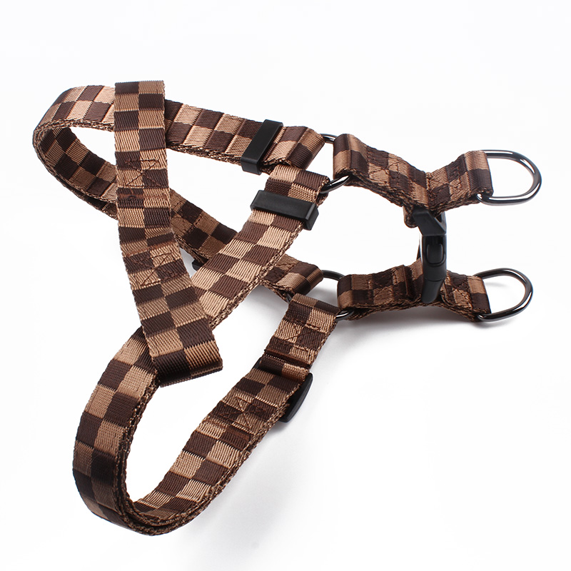 Harnais pour chien en polyester de haute qualité, personnalisable, vente en gros, modèle treillis. 9