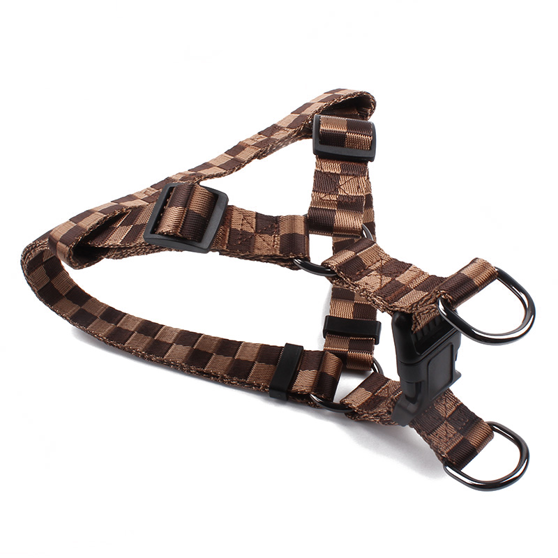 Harnais pour chien en polyester de haute qualité, personnalisable, vente en gros, modèle treillis. 12